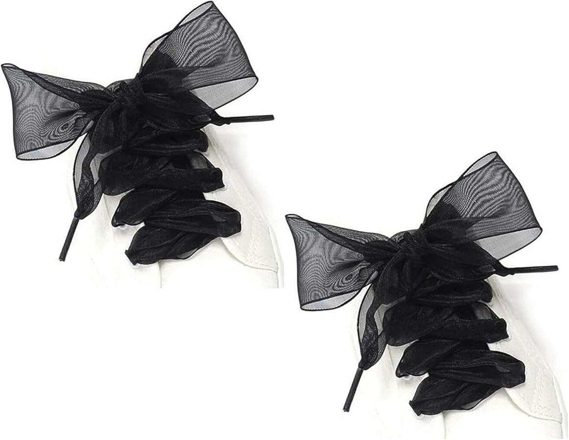 Shoe Laces, Soft Casual Flat Satin Ribbon Shoelaces Sneaker Shoestrings for Women Girls 4CM Wide | Amazon (US)