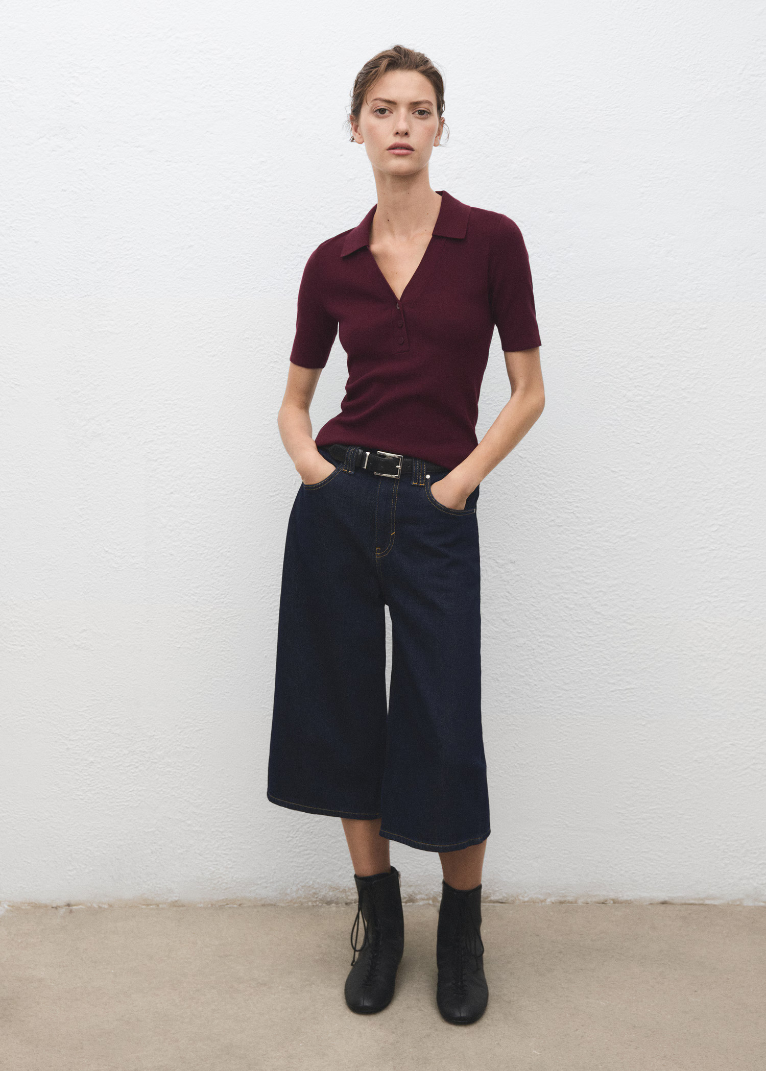 Fine-knit sweater with shirt collar - Women | MANGO USA | Mango (US/MX/AU)