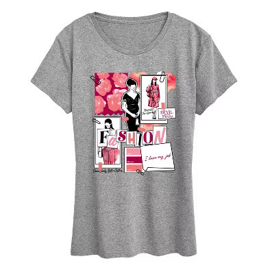 Women's The Devil Wears Prada Fashion Sketchbook Short Sleeve Graphic T-Shirt - Heather Grey - Medium | Target