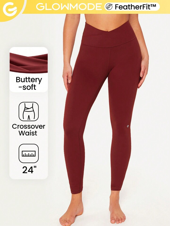 GLOWMODE 24" FeatherFit™ Crossover Yoga Leggings Buttery Soft High Stretch Crossover Waist Spo... | SHEIN