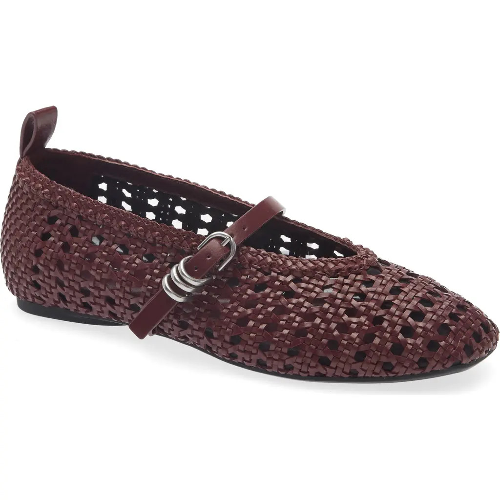rag & bone Spire Woven Mary Jane Flat in Burgundy Woven at Nordstrom, Size 40 | Nordstrom