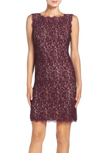 Women's Adrianna Papell Boatneck Lace Sheath Dress | Nordstrom