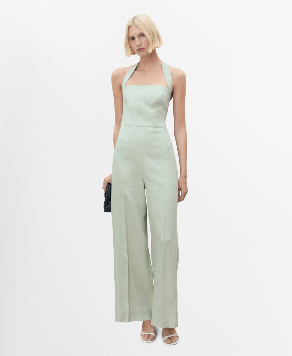 Mango Women's Linen Halter Jumpsuit - Pastel Green | Macy's
