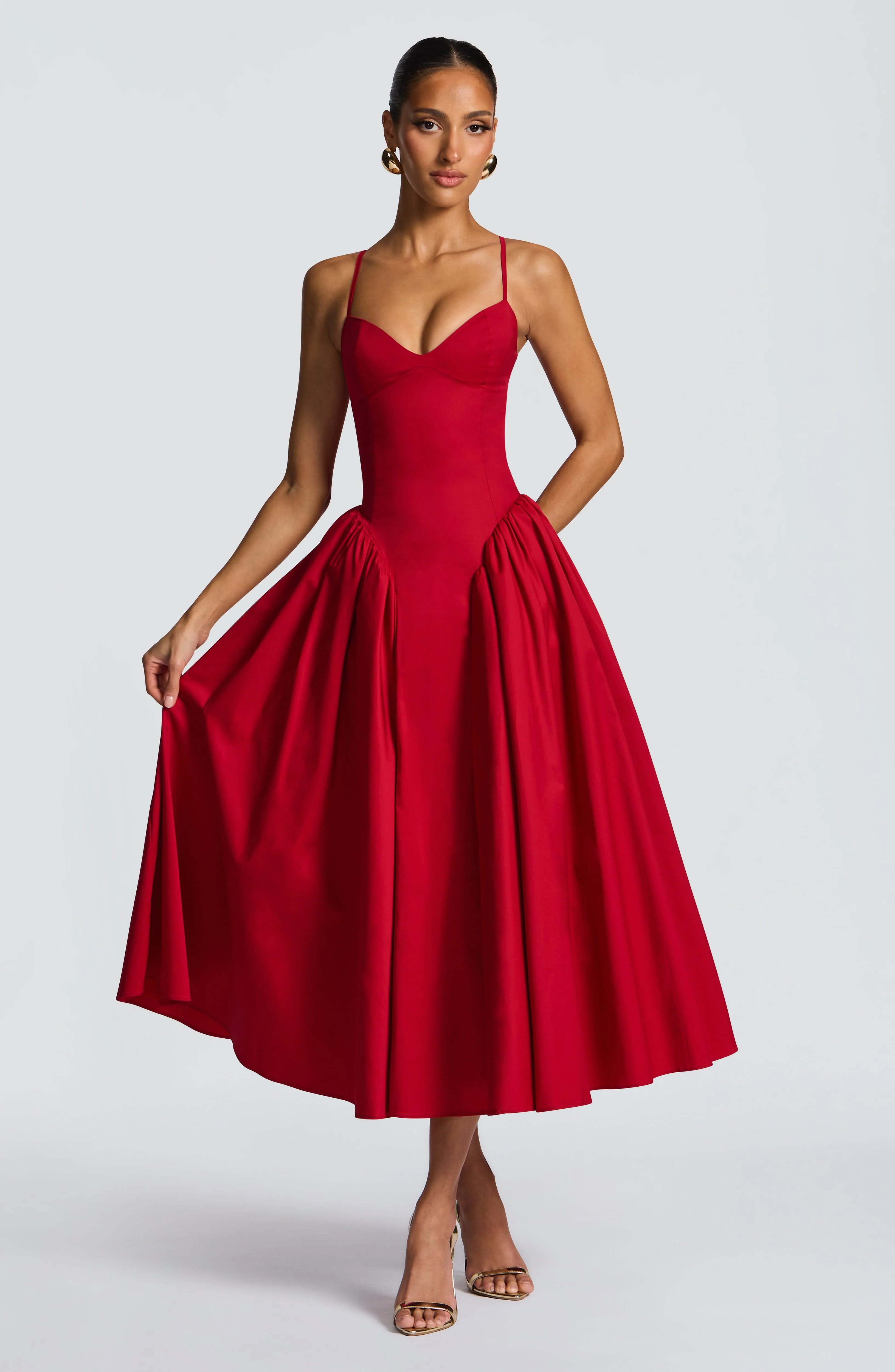 Emerson Midi Dress - Red | Babyboo (global)