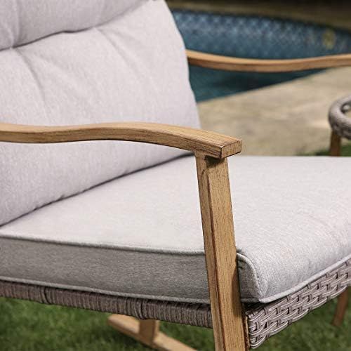 COSIEST 3 Piece Bistro Set Patio Rocking Chairs Outdoor Furniture Faux Woodgrain Color w Warm Gra... | Amazon (US)