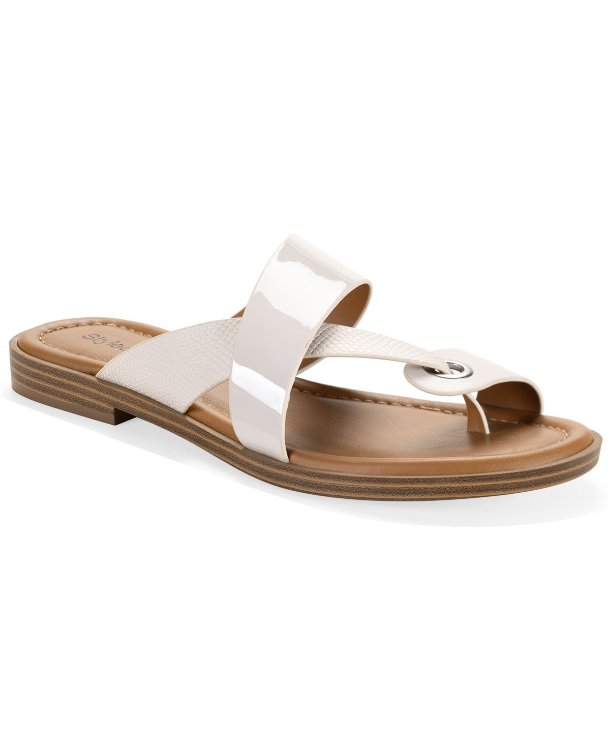 Style & Co Women's Satinne Toe-Ring Thong Sandals, Created for Macy's - Wht Linen | Macy's
