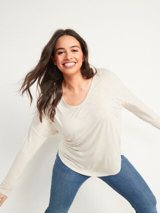 Luxe Long-Sleeve Voop-Neck Tunic T-Shirt for Women | Old Navy (US)