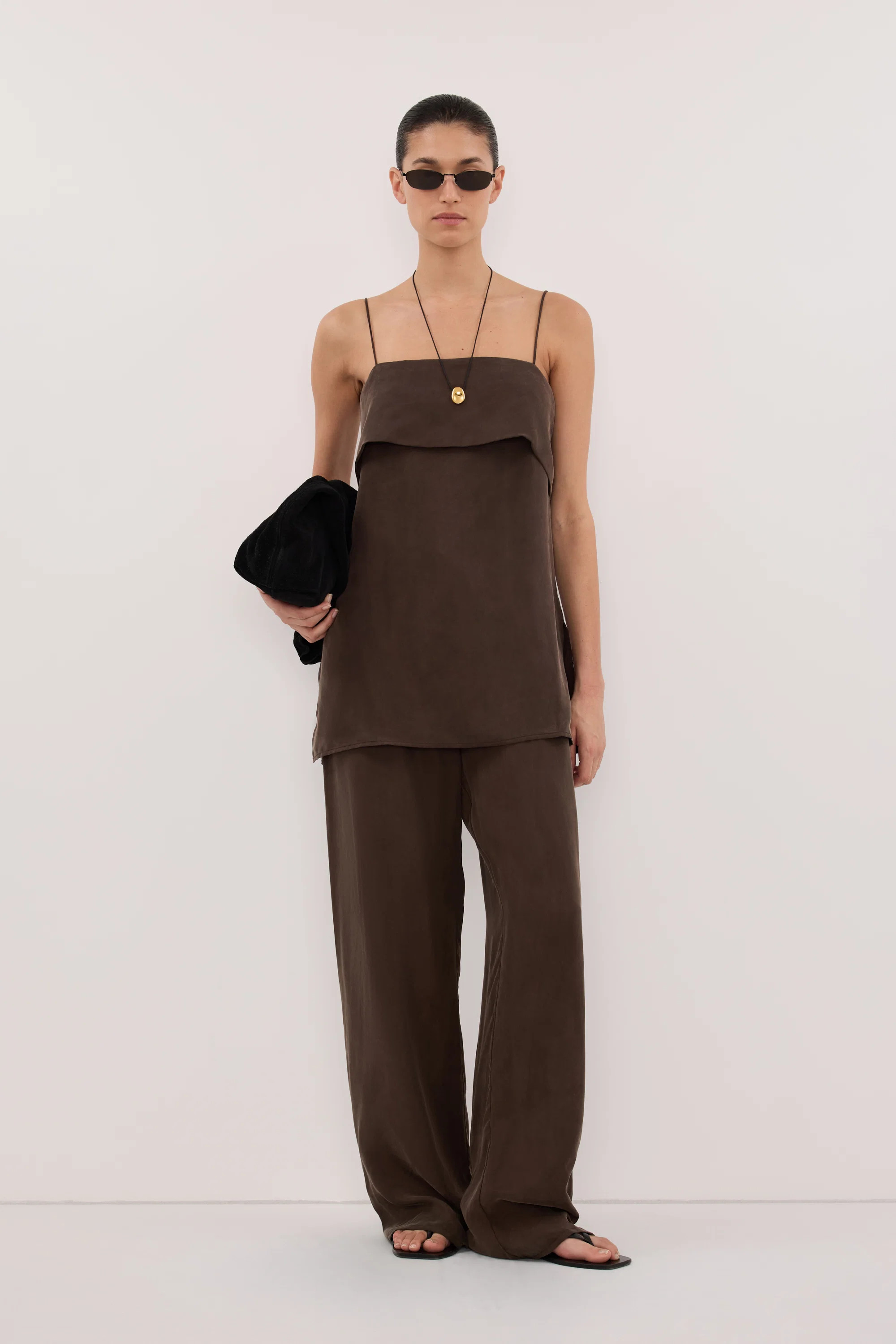 IDA BITTER CHOC CUPRO FOLDOVER CAMI | DISSH