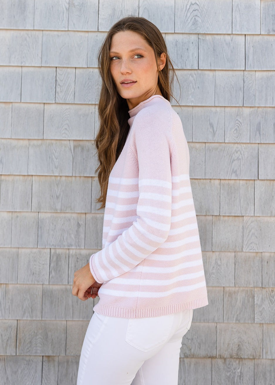 The Cotton Mock Neck - Striped | Alice Walk