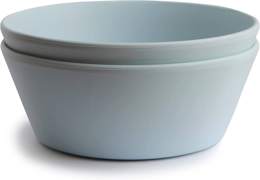 mushie Round Dinnerware Bowls for Kids | Made in Denmark, Set of 2 (Powder Blue) | Amazon (US)