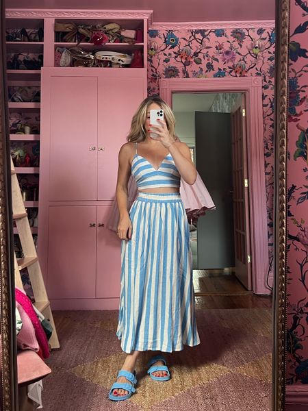 Target summer try on

A new day beach bungalow linen bralette tank top in blue/white striped, wearing size xs

A new day beach bungalow linen midi picnic skirt in blue/white striped, wearing size xs

Shade & shore two band footbed slide sandals in light blue

#LTKSwim #LTKFindsUnder50 #LTKSeasonal