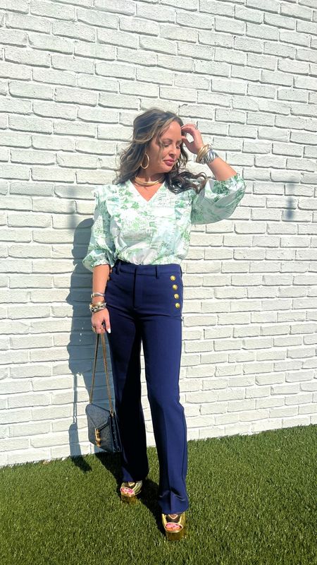 I’m ready for more green! 💚 This toile print blouse from Avara is darling and can be styled so many ways. I paired it with navy pants (these are sold out, but I linked them in black) and gold accessories. Use code Airica15 to save on this top! 

#LTKfindsunder100 #LTKstyletip #LTKVideo