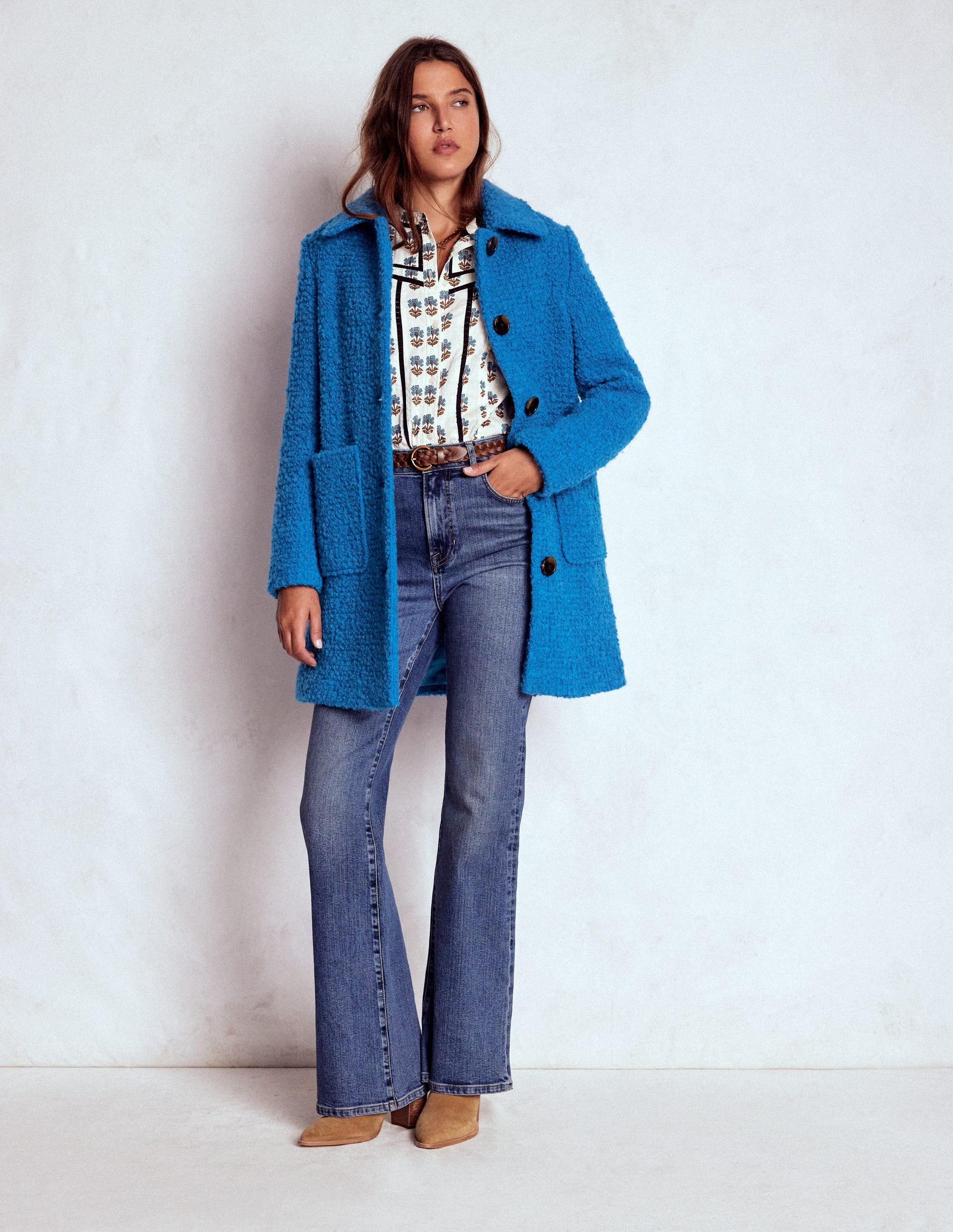 Carlisle Textured Coat-Cobalt Blue | Boden (US)