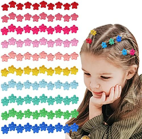 100 PCS Small Hair Clips for Girls, Mini Hair Claw Clips for Women, Tiny Hair Clips with Flowers, Gi | Amazon (US)