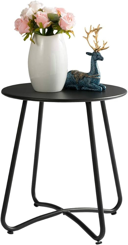 HollyHOME Small Round Patio Metal Side Snack Table, Accent Anti-Rust Steel Coffee Table for Garde... | Amazon (US)