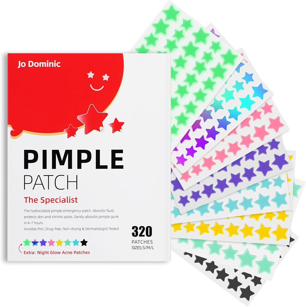 Pimple stars Patches for Face, 4 Size 320 Counts Acne Patches, Hydrocolloid Patches for Covering ... | Amazon (US)