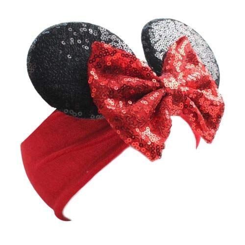Baby and Toddler Mouse Ears Sequin and Velvet Wide Headband With Bow | Amazon (US)