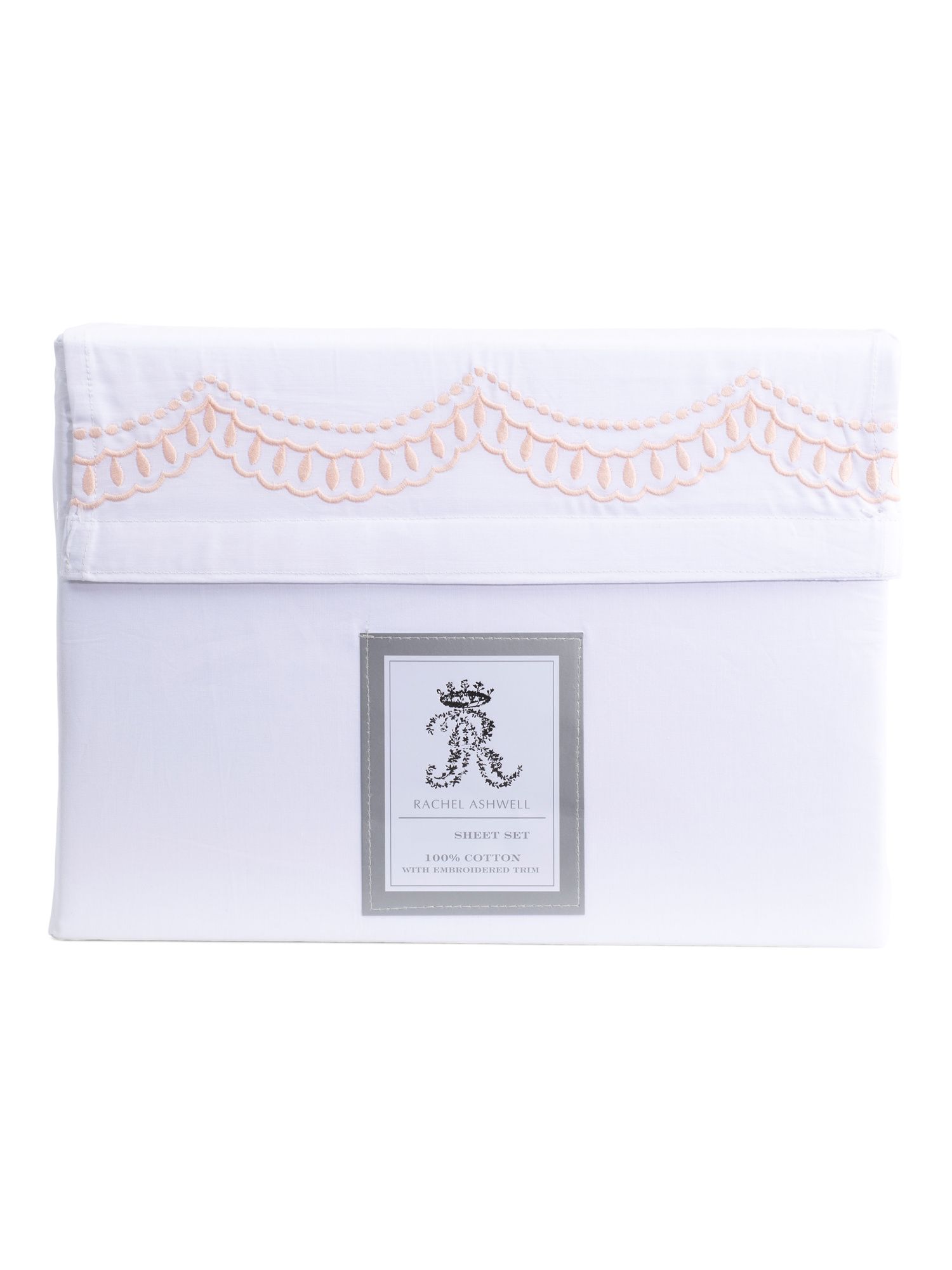 Cotton Percale Scallop Embroidered Sheet Set | TJ Maxx