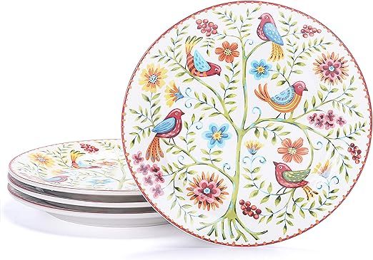 Bico Red Spring Bird Salad Plates Set of 4, Ceramic, 8.75 inch, Microwave & Dishwasher Safe | Amazon (US)