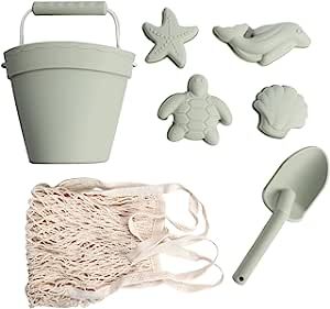 BraveJusticeKidsCo. | Silicone Summer Kids Beach Set | Toddlers and Baby Sandbox Toys (Dusty Mint... | Amazon (US)