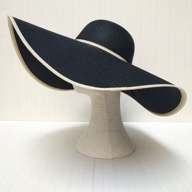 Summer Ladies Stitching Large Edge 18cm Holiday Beach Hat Sun Hats Hand-woven Straw Hat Supports ... | AliExpress (US)