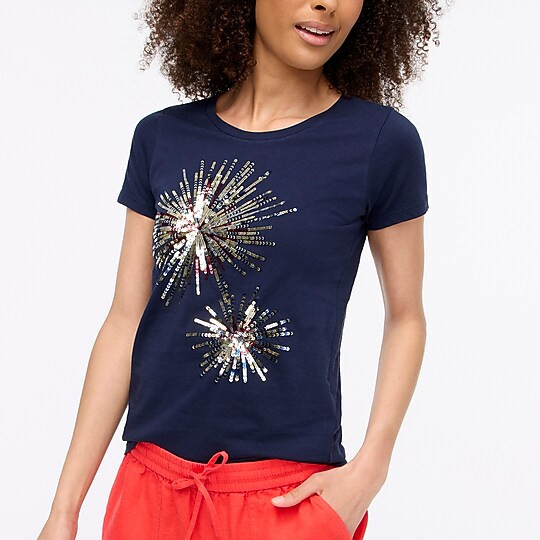 Sequin fireworks graphic tee | J.Crew Factory