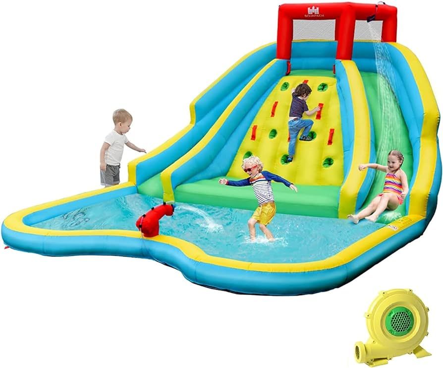 BOUNTECH Inflatable Water Slide, Giant Waterslide Park for Kids Backyard Outdoor Fun with Double ... | Amazon (US)