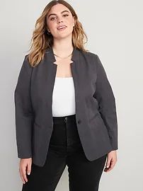 Heathered Twill Notch Collar Pixie Blazer for Women | Old Navy (US)