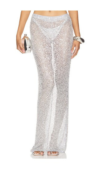 NBD Shanti Maxi Skirt in Metallic Silver. - size XL | Revolve Clothing (Global)