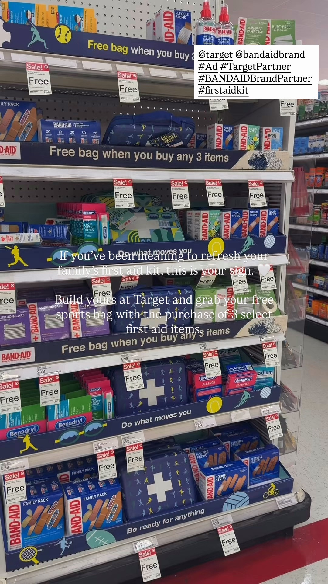#ad Summers aren’t complete until you’ve restocked your first aid kit! Build your own at @target and get a FREE sports bag when you buy 3 select first aid items. ⚽️🏀🏈

https://on.ltk.com/+uEBS1UcKScQtfTpnmWqTog

@target @bandaidbrand
#TargetPartner #Target #BANDAIDBrandPartner #firstaidkit @shop.ltk #liketkit

#LTKKids #LTKmomlife #LTKdayinmylife