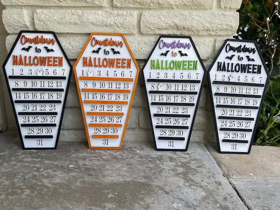 Countdown to Halloween calendar with moveable ghost, Halloween Ghost, Halloween Coffin sign, Hall... | Etsy (US)