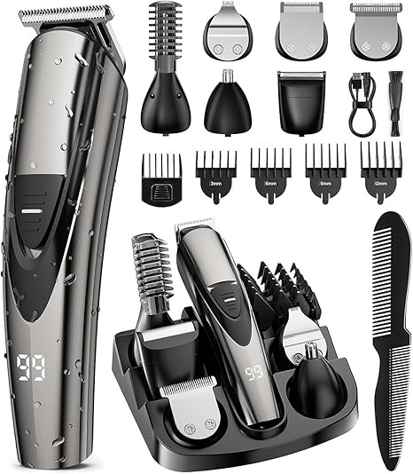 SHPAVVER Beard Trimmer for Men: Professional Barber Hair Clippers - 12-in-1 Cordless Grooming Kit... | Amazon (US)