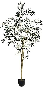 Vickerman Everyday Faux Olive Tree 6 Foot Tall Green Silk Potted Artificial Indoor Olive Plant wi... | Amazon (US)