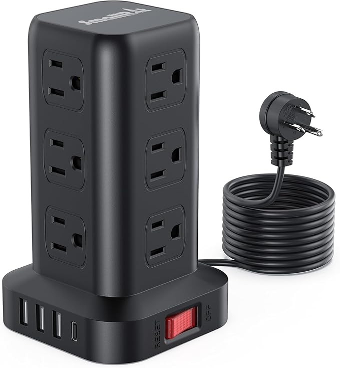 Extension Cord with Multiple Outlets, SMALLRT Surge Protector Power Strip Tower, 10FT Outlet Exte... | Amazon (US)