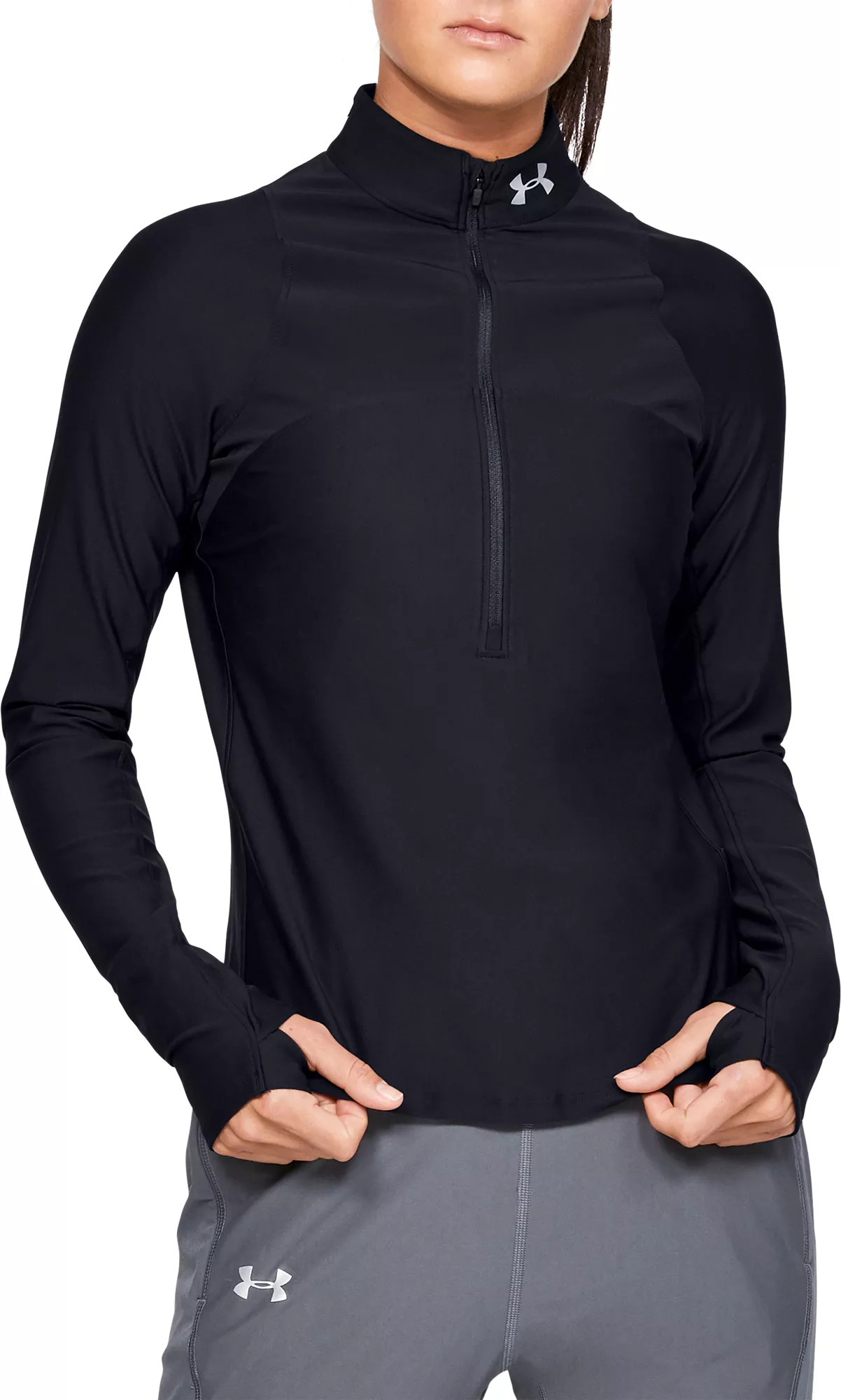 Under Armour Women's Qualifier ½ Running Long Sleeve Shirt, Small, Black/Black | Dick's Sporting Goods