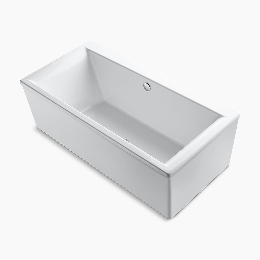 72" x 36" freestanding bath with straight shroud and center drain | Kohler