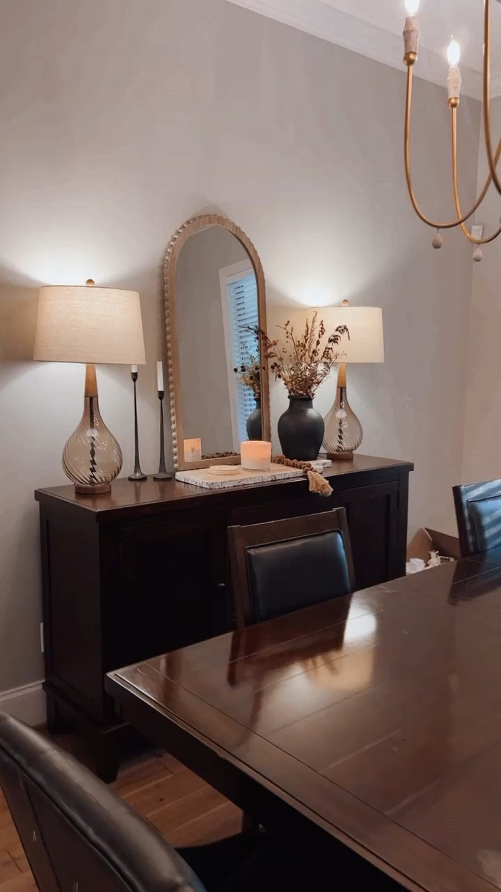 Dining room. Tagging similar products! Most came from tj maxx or Ross! Tagging the exact chandelier. 
Dining room inspo, natural glam decor, modern decor, minimalist decor 

#LTKhome #LTKFind