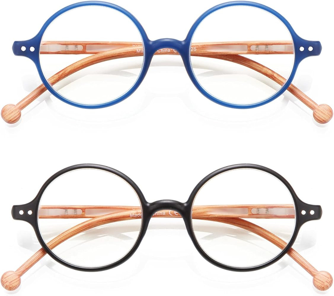 Reading Glasses Blue Light Blocking Men Women Retro Round Computer Readers Glasses 2 Pack Anti Fa... | Amazon (CA)