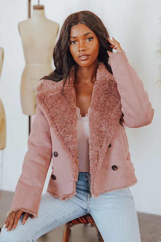 Chic Attitude Mauve Suede Cropped Double-Breasted Coat | Lulus (US)