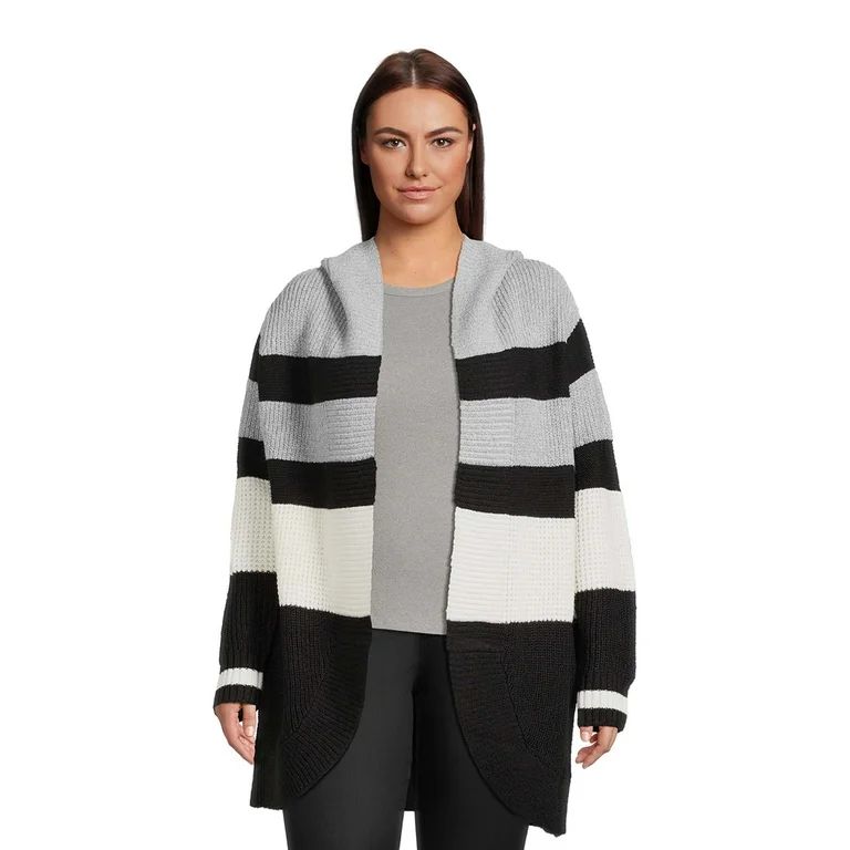 No Boundaries Juniors Plus Size Colorblocked Cocoon Cardigan, Sizes 1X-4X | Walmart (US)