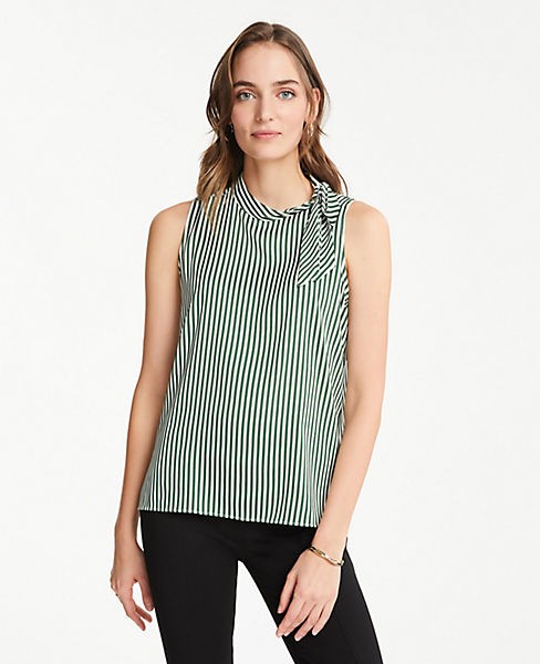 Stripe Tie Neck Shell | Ann Taylor | Ann Taylor (US)