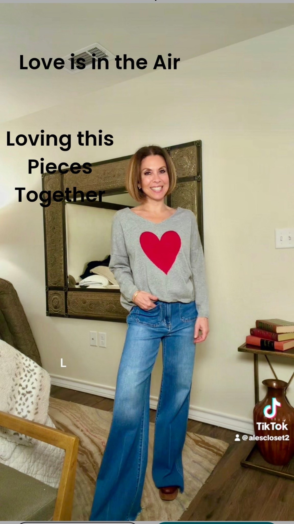 Love this combo 🤍
This heart V-neck sweater is the perfect mix of classy and cute—easy to dress up or down and definitely not just for Valentine’s Day. I’m loving it paired with my new Daze jeans for an effortless, everyday look that still feels special. These are pieces you’ll reach for again and again.

Wearing XS in the sweater and 25 in the jeans.
✨ Links below to shop the look ✨

#EverydayStyle
#ClassicWithATwist
#HeartDetails
#EffortlessOutfits
#DenimStyle
#LTKFinds
#WearOnRepeat

#LTKOver40 #LTKSeasonal