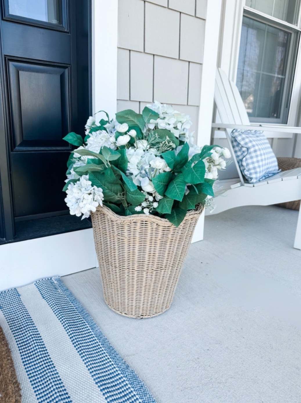 I found these Martha Stewart scalloped woven planters and potted faux hydrangeas at Homegoods! Linking some similar planters and other great Martha Stewart faux flowers and topiaries that are available online!

front porch decor, Spring decor, home refresh, blue and white outdoor pillows, outdoor rug, doormat, front door decor, coastal porch, outdoor furniture, coastal decor, beach house decor, beach decor, coastal home decor, coastal decorating, coastal interiors, coastal house decor, beach style, neutral home decor, modern traditional, traditional home decor,  hamptons style, Nantucket style, classic coastal, timeless, blue & white home decor, coastal grandmillennial, coastal grandmother, coastal granddaughter, Nancy Meyers style

#LTKStyleTip #LTKFindsUnder50 #LTKHome