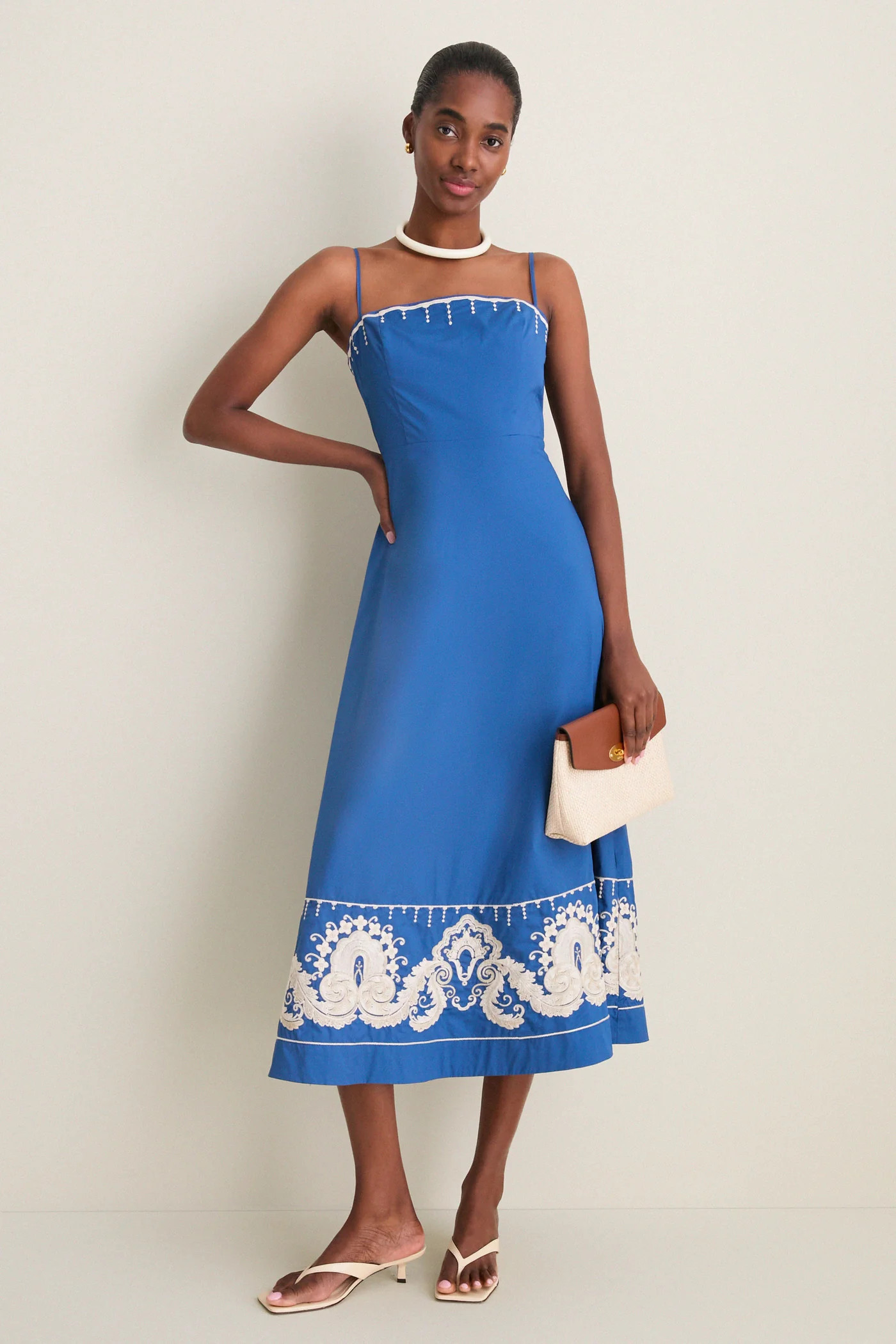 Azure Embroidered Cotton Rhea Maxi Dress | Tuckernuck (US)
