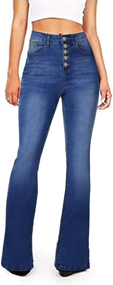 KDF Flare Jeans for Women Women's Bootcut Bell Bottom Jeans High Waisted Stretch Slimming Bell Bo... | Amazon (US)