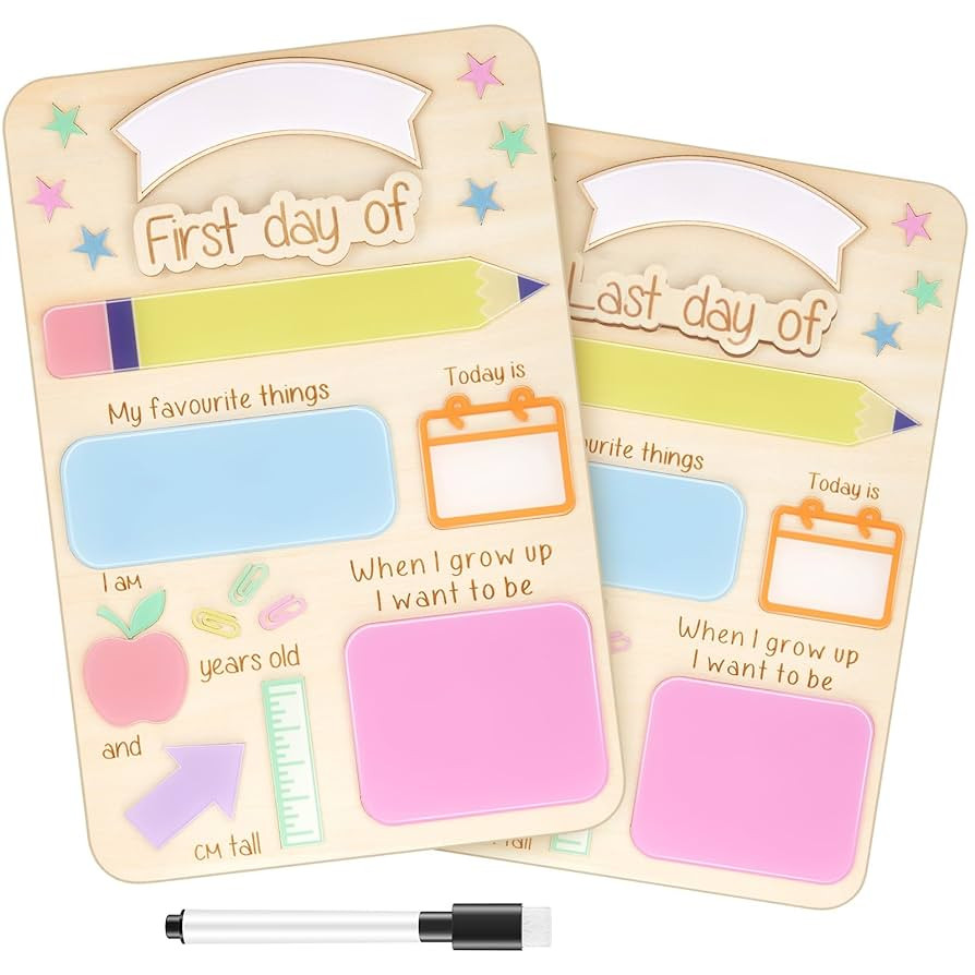 1 Set First and Last Day of School Board with Marker First Day Sign 11.8'' x 7.9'' Back to School... | Amazon (US)