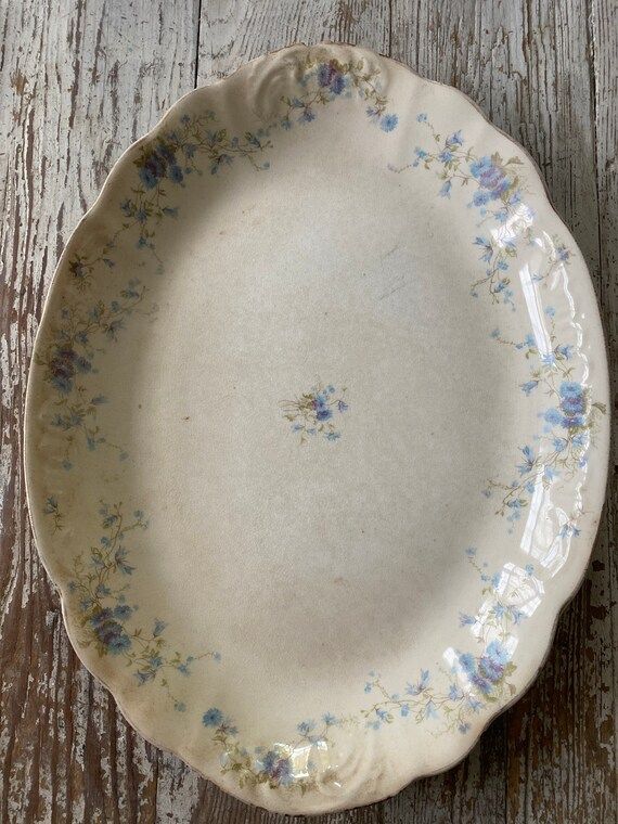Vintage Stained Ironstone Blue Floral Platter chips - Etsy | Etsy (US)