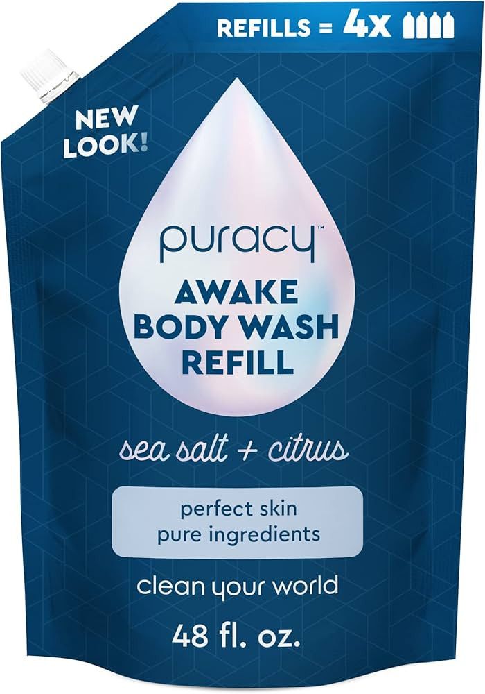 Puracy Natural Shower Gel Refill Citrus and Sea Salt 48 fl oz Plant Powered Body Wash for Smoothe... | Amazon (US)