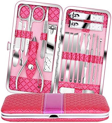 Teamkio 18pcs Manicure Set Pedicure Nail Clippers Set Travel Hygiene Kit Stainless Steel Professi... | Amazon (US)