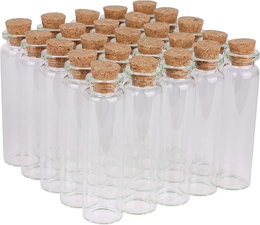 MaxMau 20ml Small Glass Bottles,Tiny Glass Vials,Jars with Cork Stoppers,Message Bottles,Wishing ... | Amazon (US)